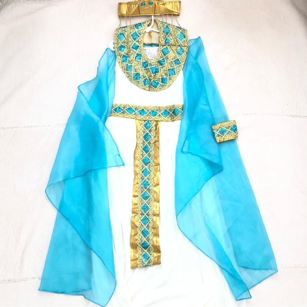 Cleopatra child costume ivory and aqua